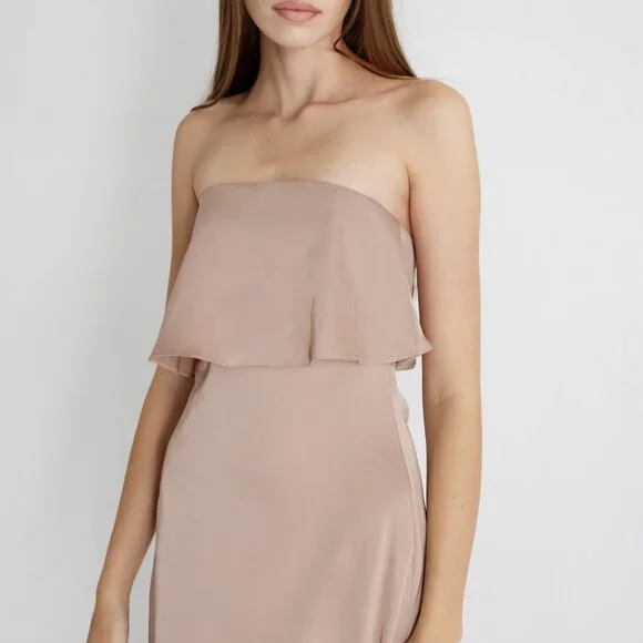 May Tiered Strapless Midi Dress - Blush - Picture 4 of 5
